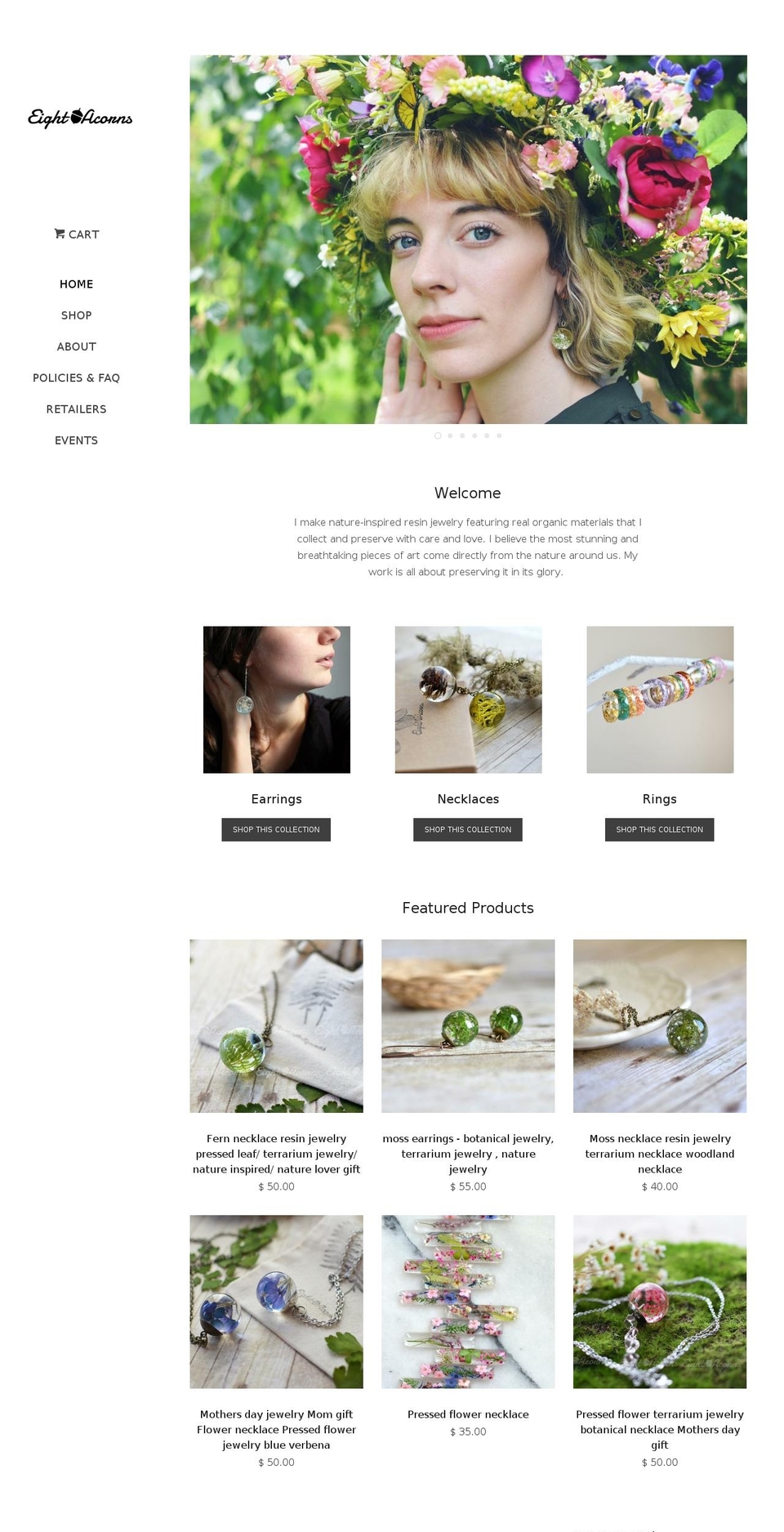 eightacorns.com shopify website screenshot