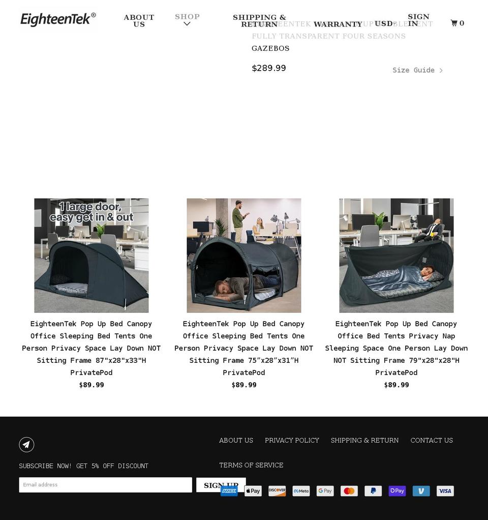 eighteentek.com shopify website screenshot