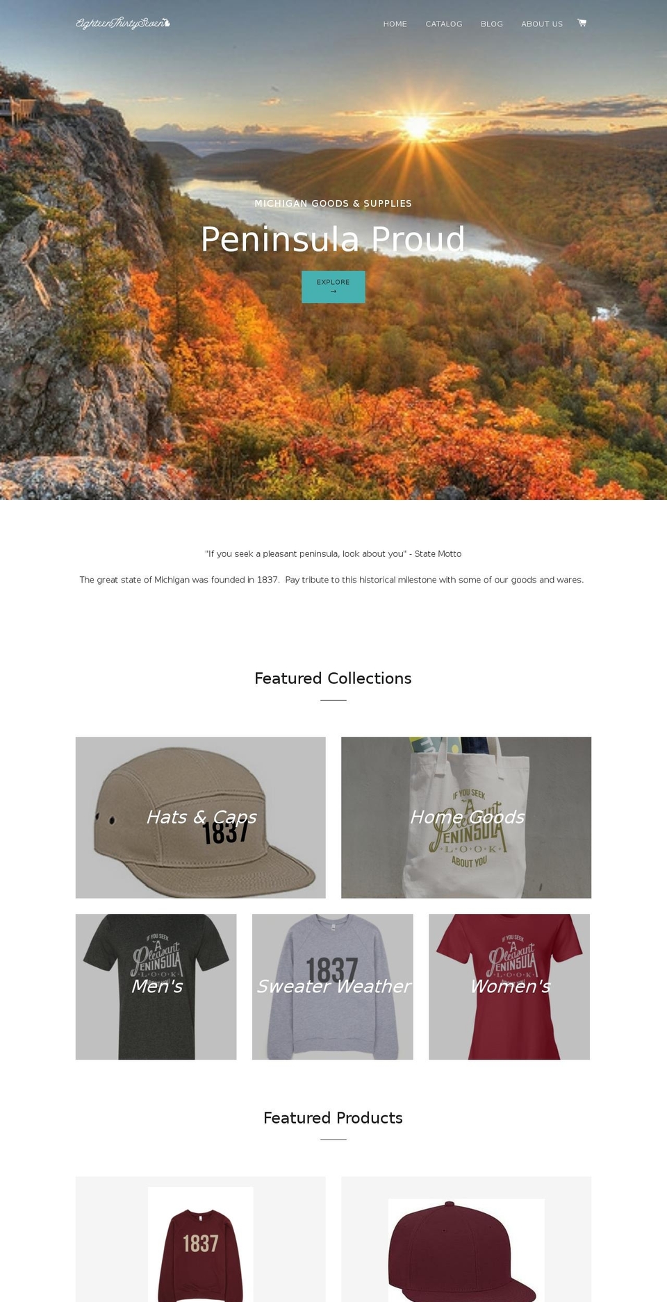 eighteenthirtyseven.com shopify website screenshot