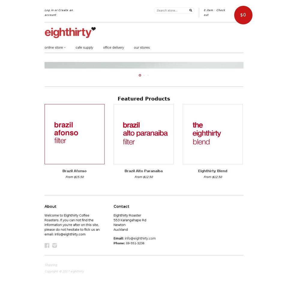 eighthirty.co.nz shopify website screenshot