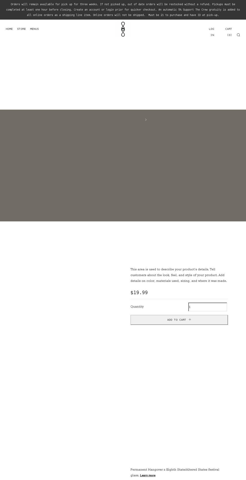 eighthstatebrewing.com shopify website screenshot