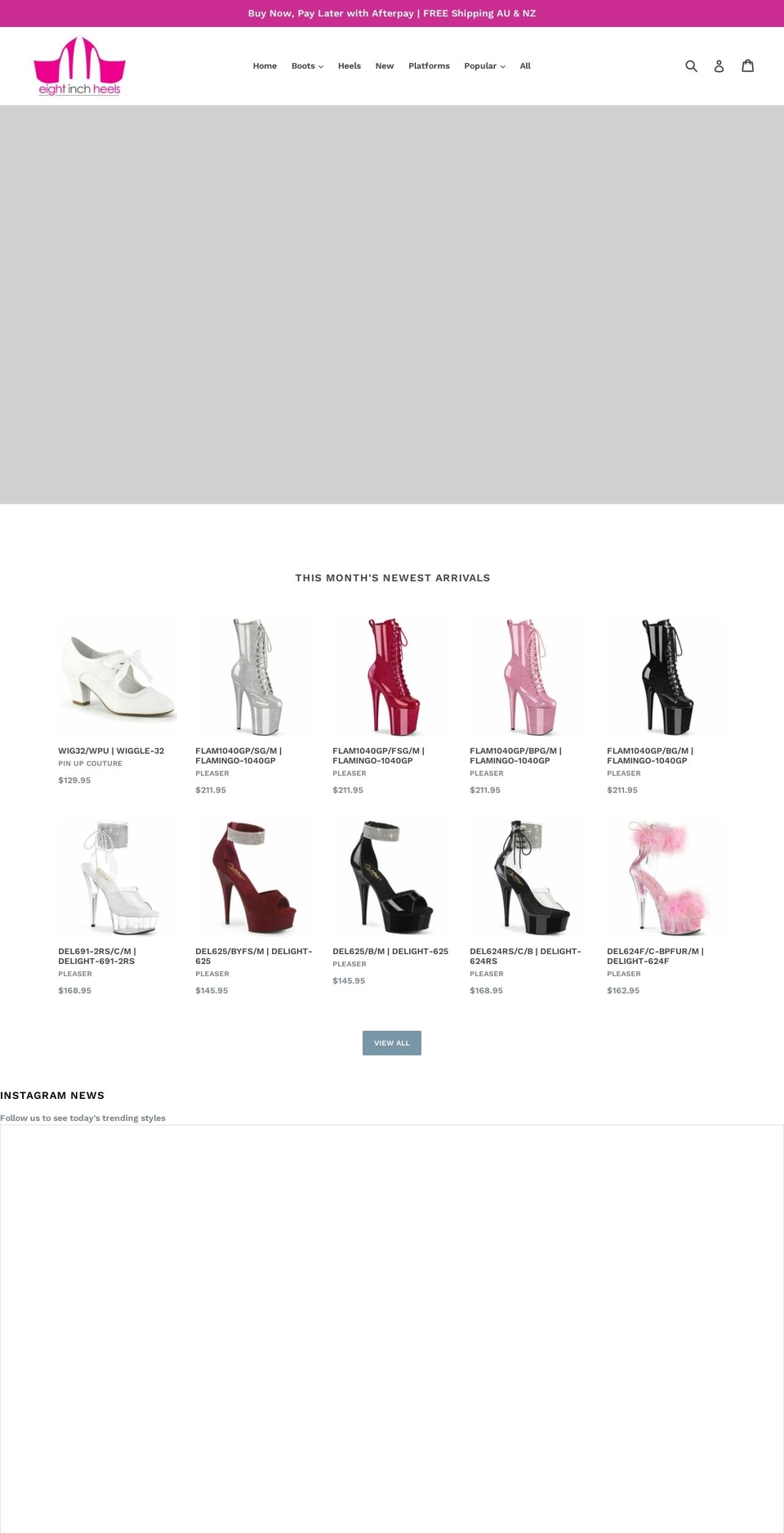 eightinchheels.com.au shopify website screenshot