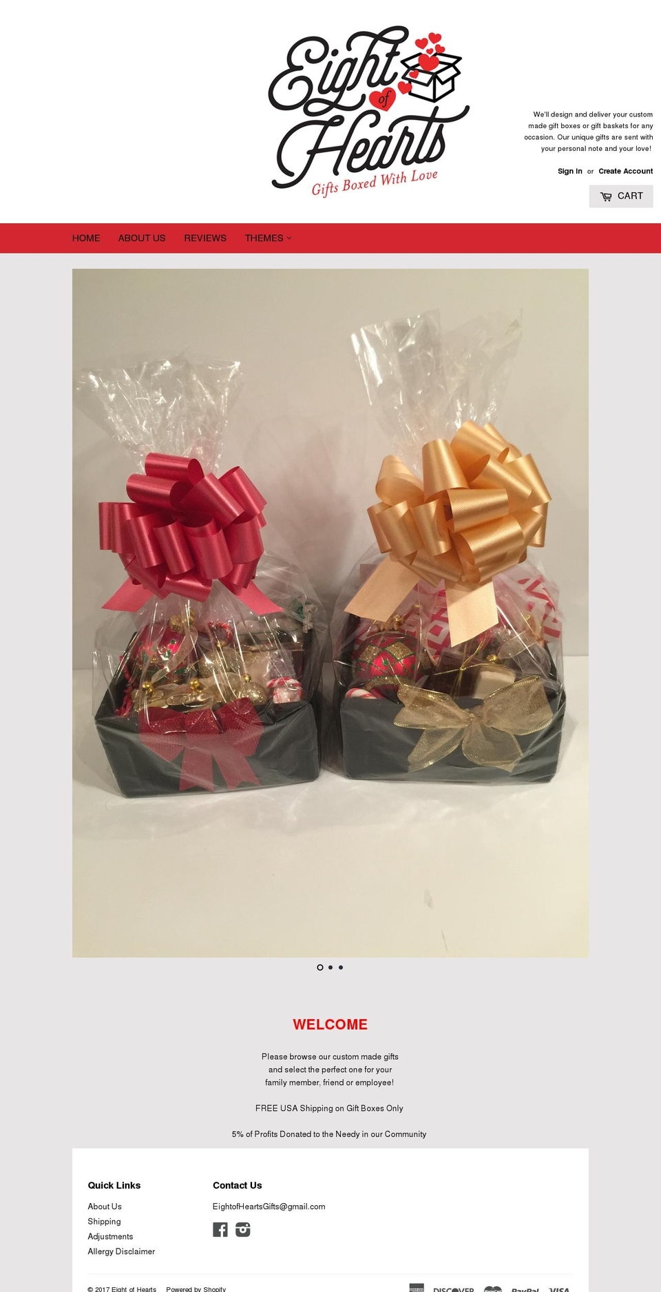 eightofheartsgifts.com shopify website screenshot