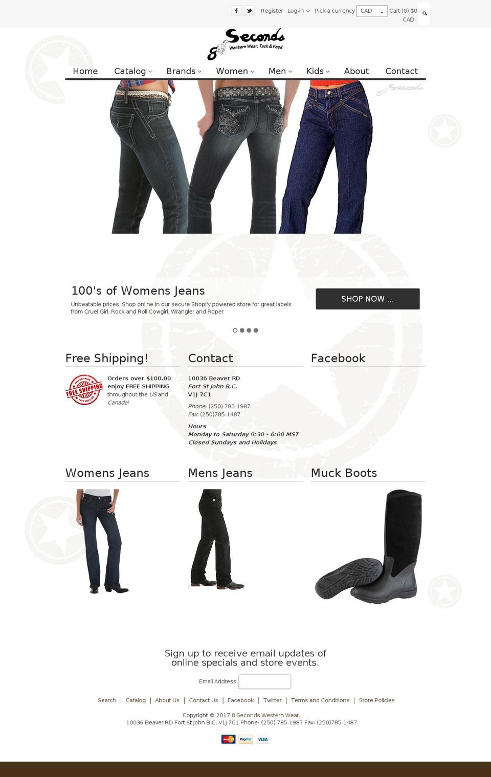 eightsecondswesternwear.com shopify website screenshot