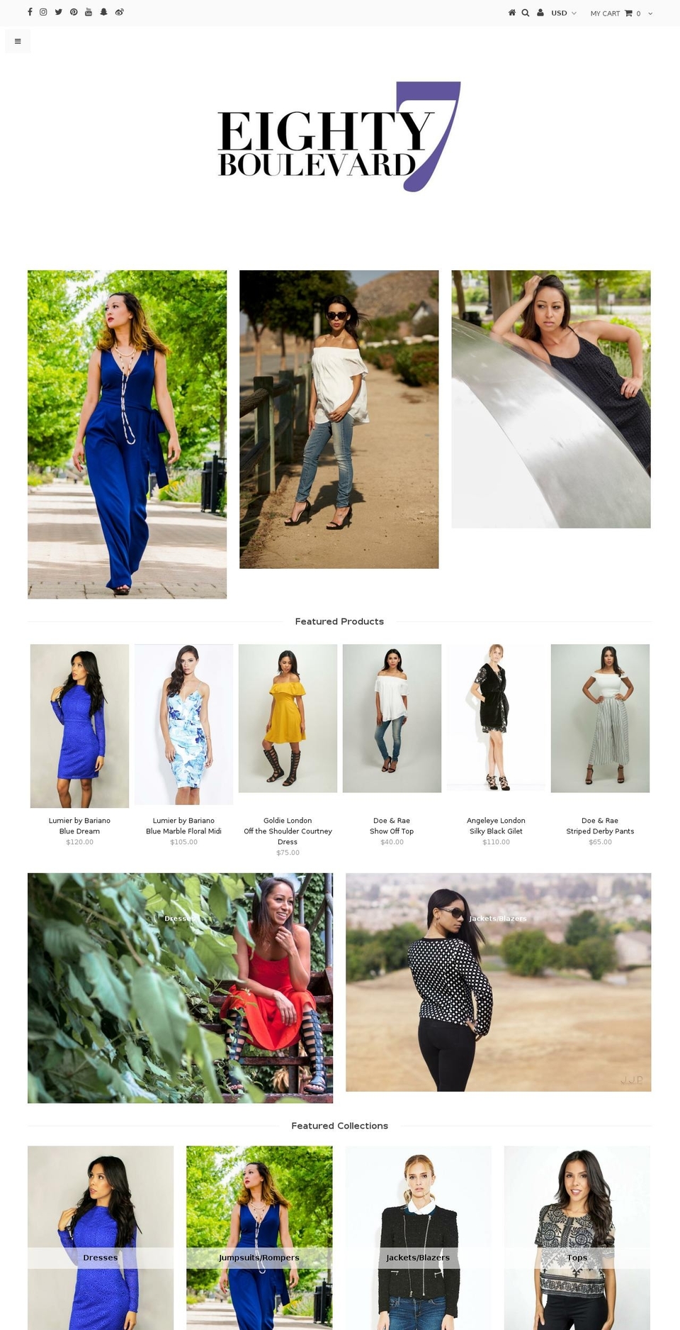 eighty7boulevard.com — Shopify storefront screenshot