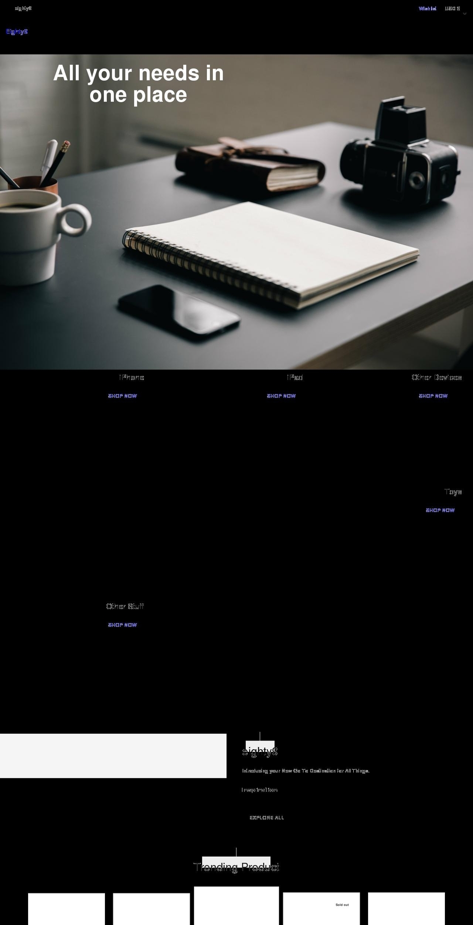 eighty9.net shopify website screenshot