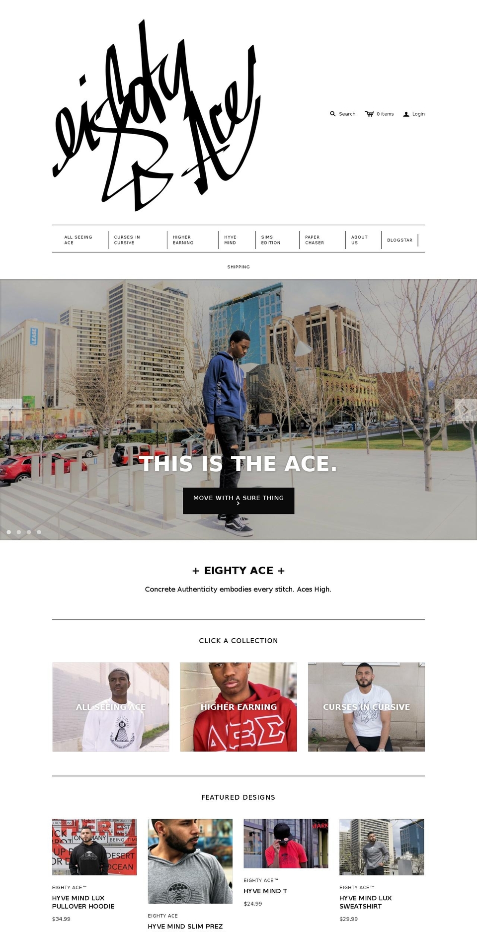 eightyace.com shopify website screenshot