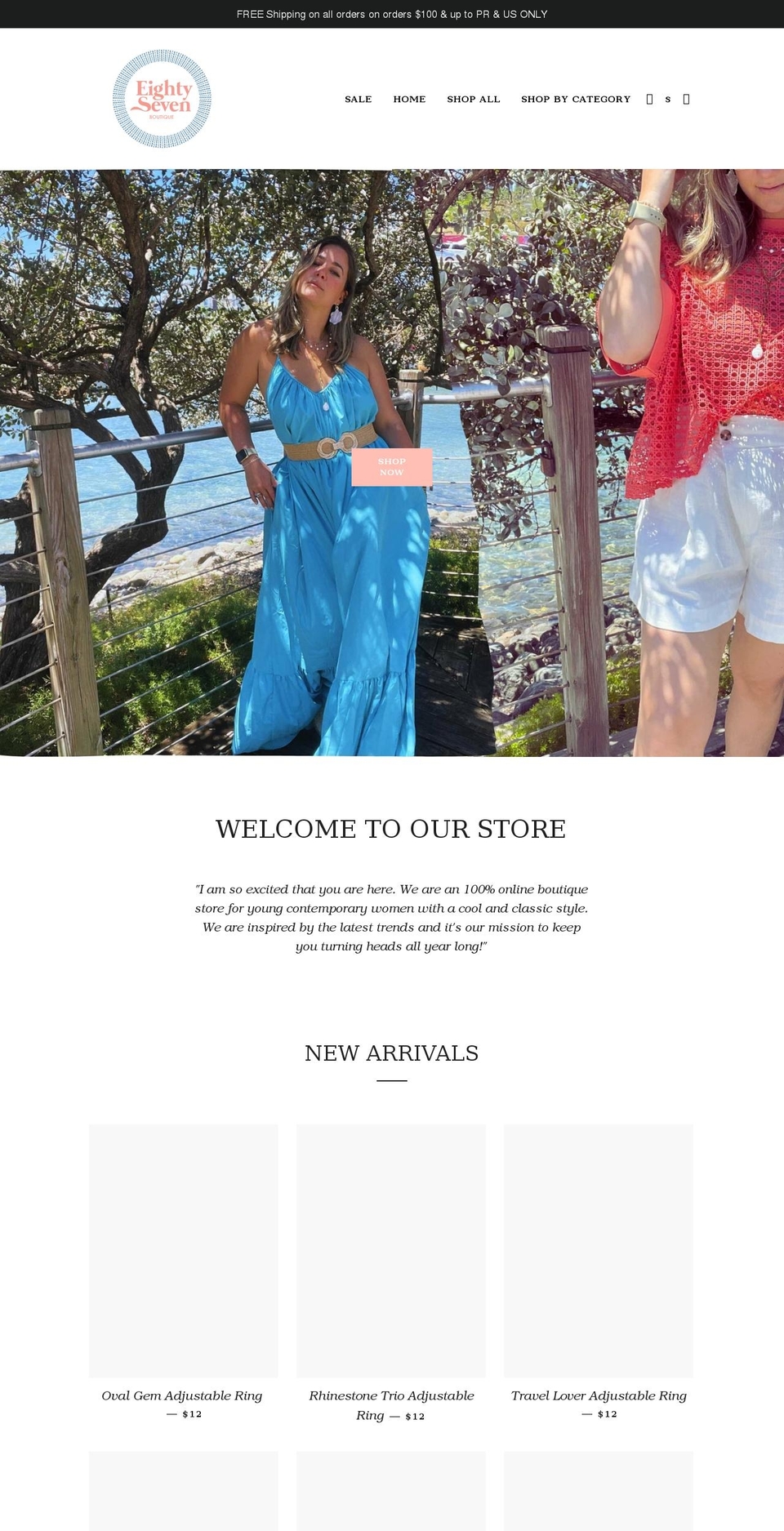 eightysevenboutique.com shopify website screenshot