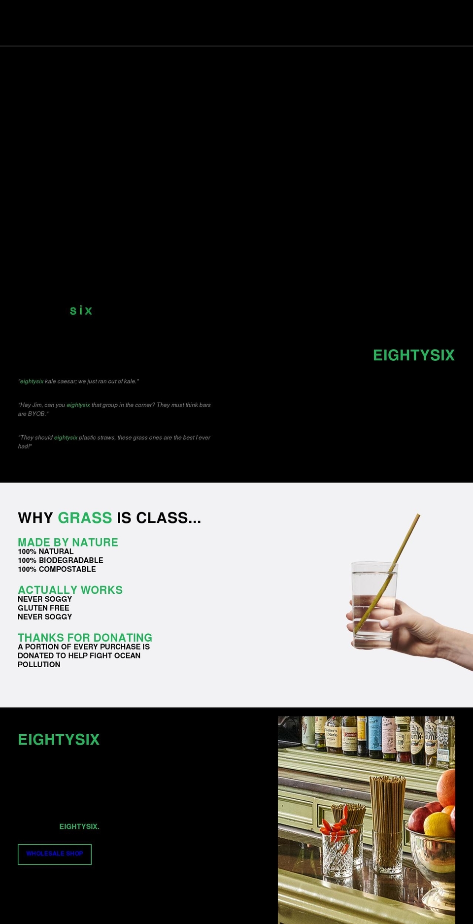 eightysixstraws.com shopify website screenshot