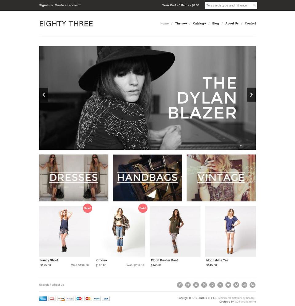 eightythree.myshopify.com shopify website screenshot