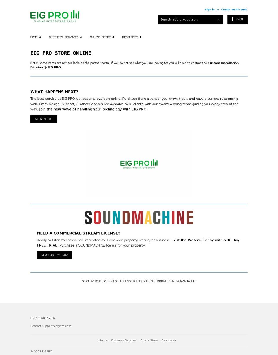 eigprostore.com shopify website screenshot