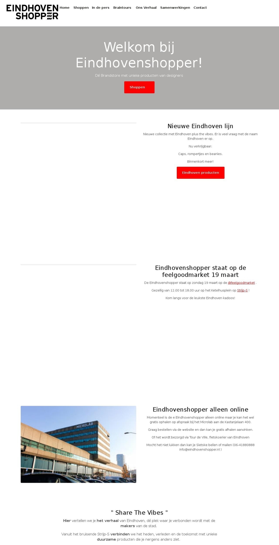 eindhovenshopper.nl shopify website screenshot