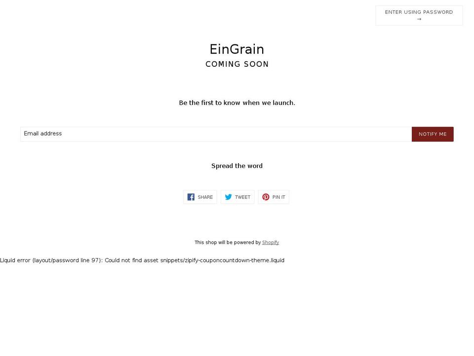 eingrain.com — Shopify storefront screenshot