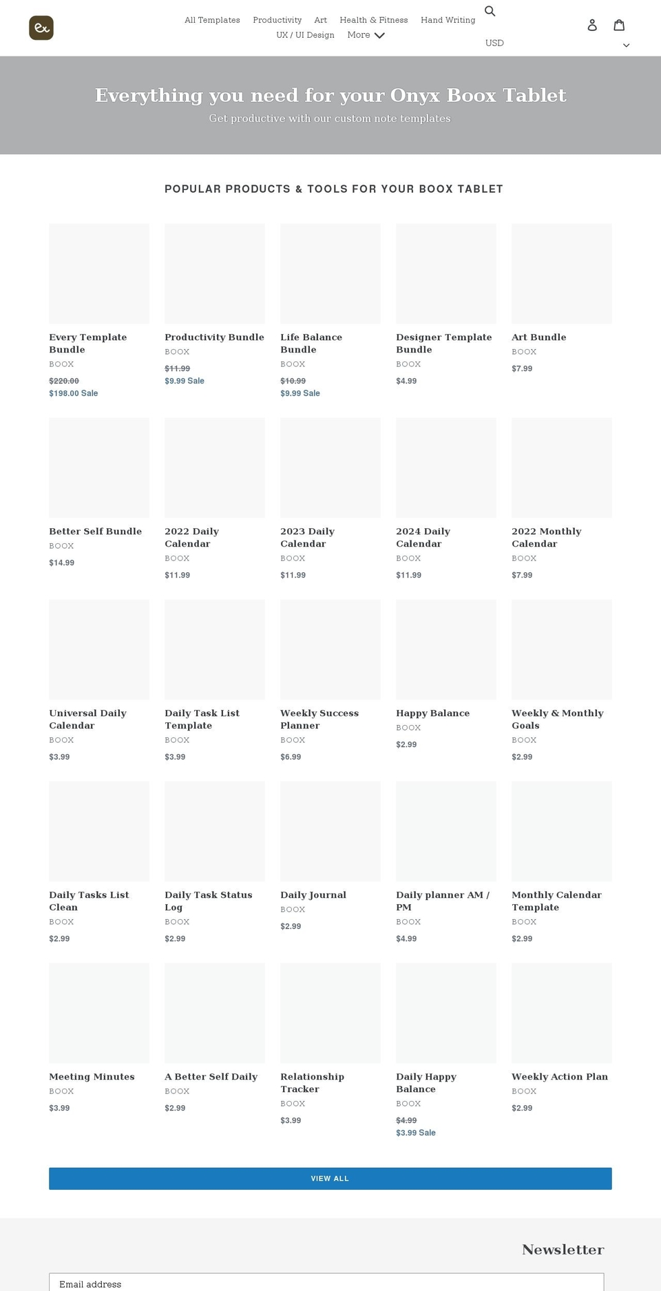 einktemplates.com shopify website screenshot