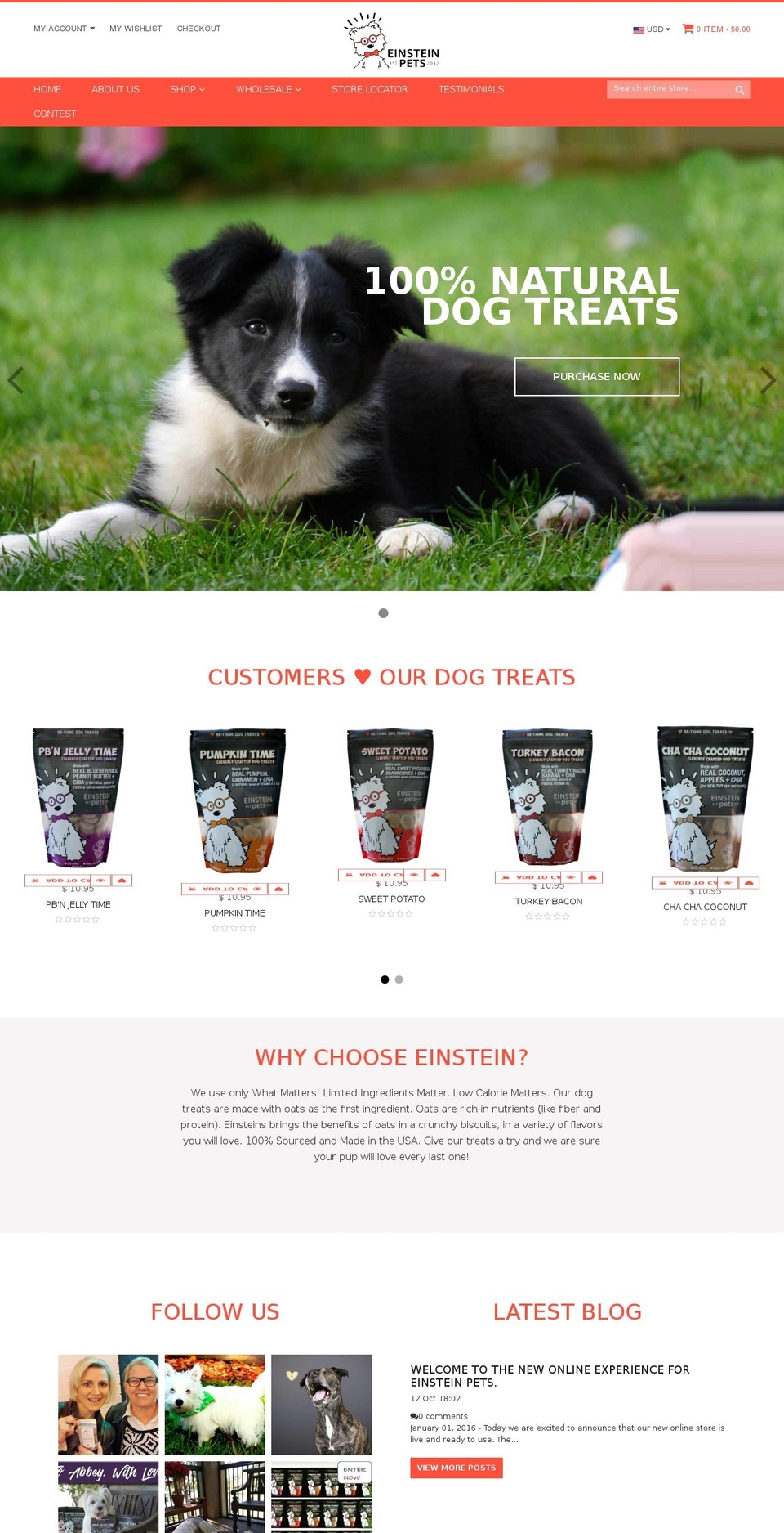 einsteinpets.com shopify website screenshot