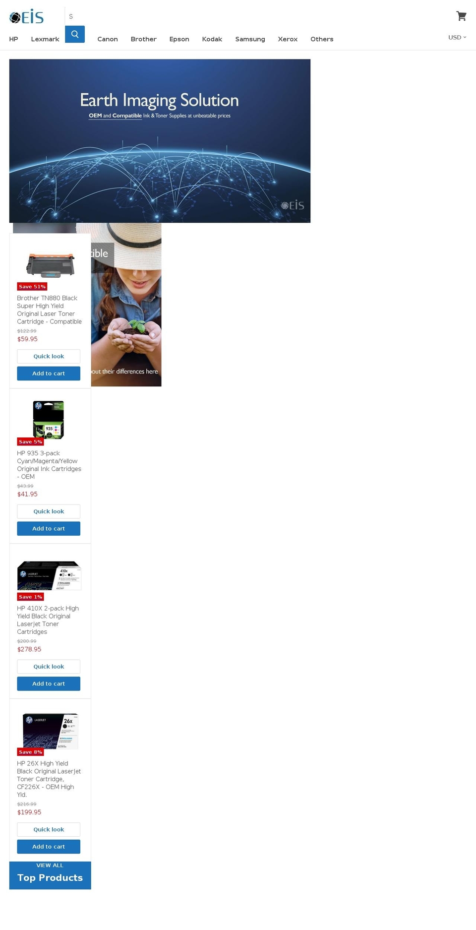 eiscartridge.com — Shopify storefront screenshot