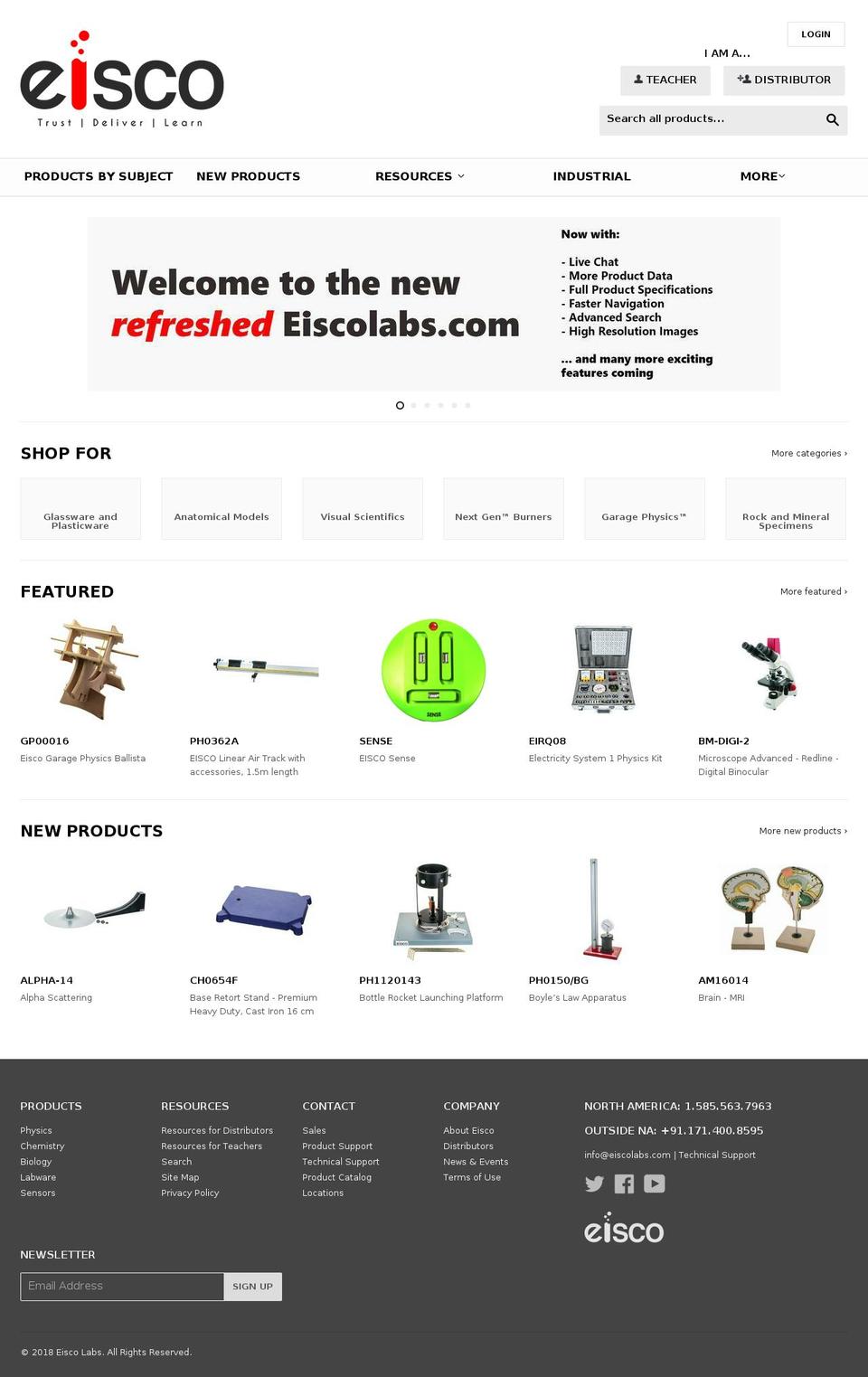 eiscoscientific.com — Shopify storefront screenshot