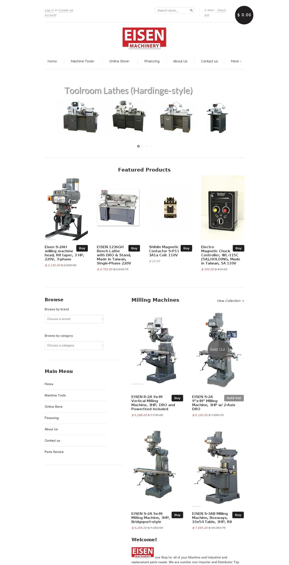 Eisen Theme Shopify theme site example eisenmachinery.com