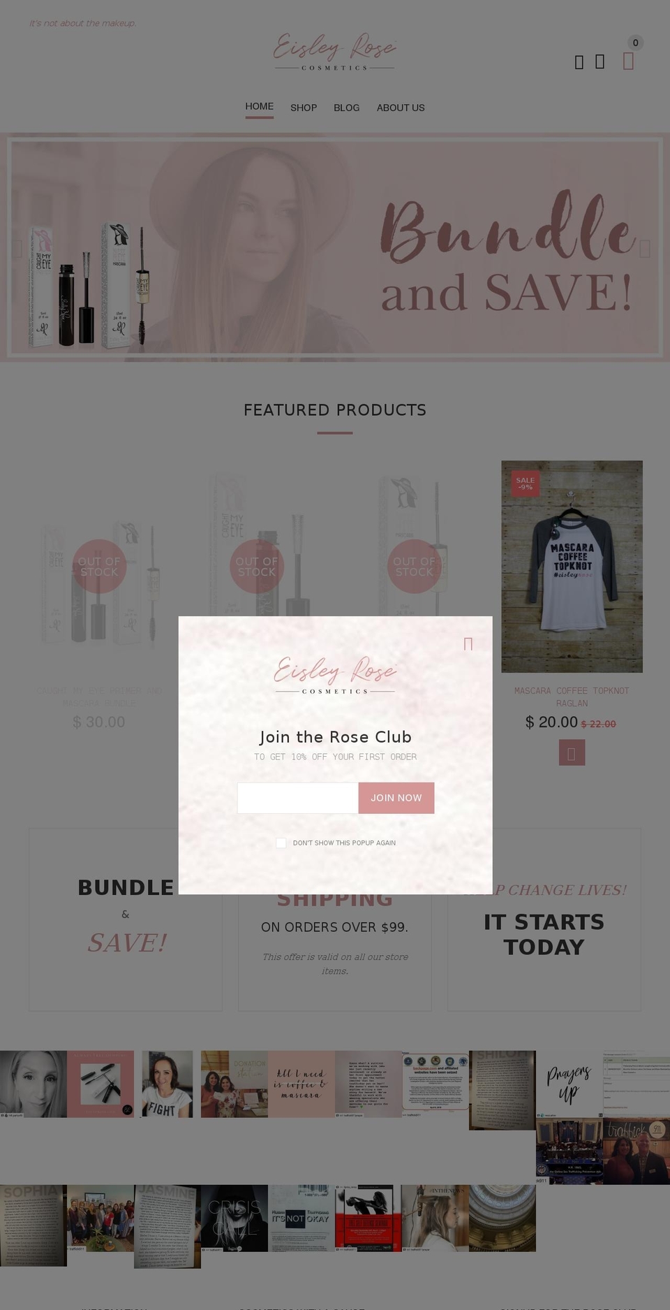 eisleyrosecosmetics.com — Shopify storefront screenshot
