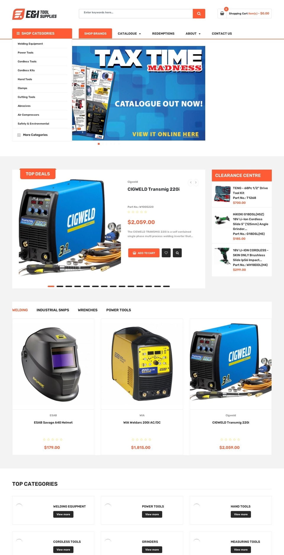 eitoolsupplies.com.au shopify website screenshot