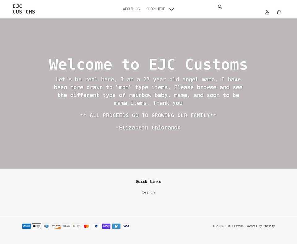 ejccustoms.net shopify website screenshot