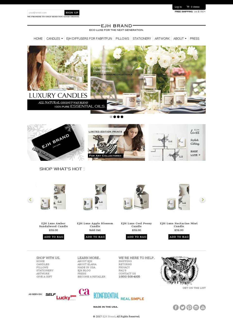 ejhbrand.com shopify website screenshot