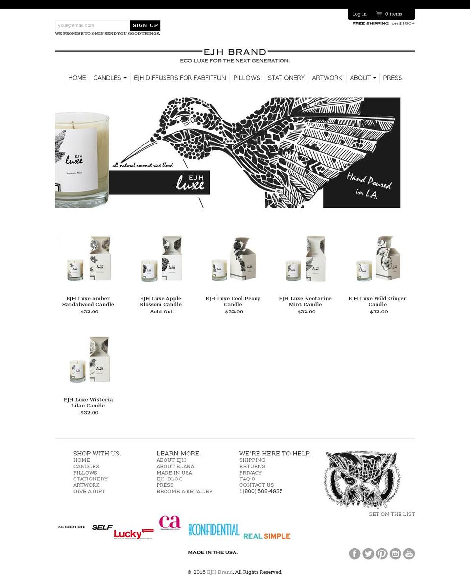 ejhluxe.com — Shopify storefront screenshot
