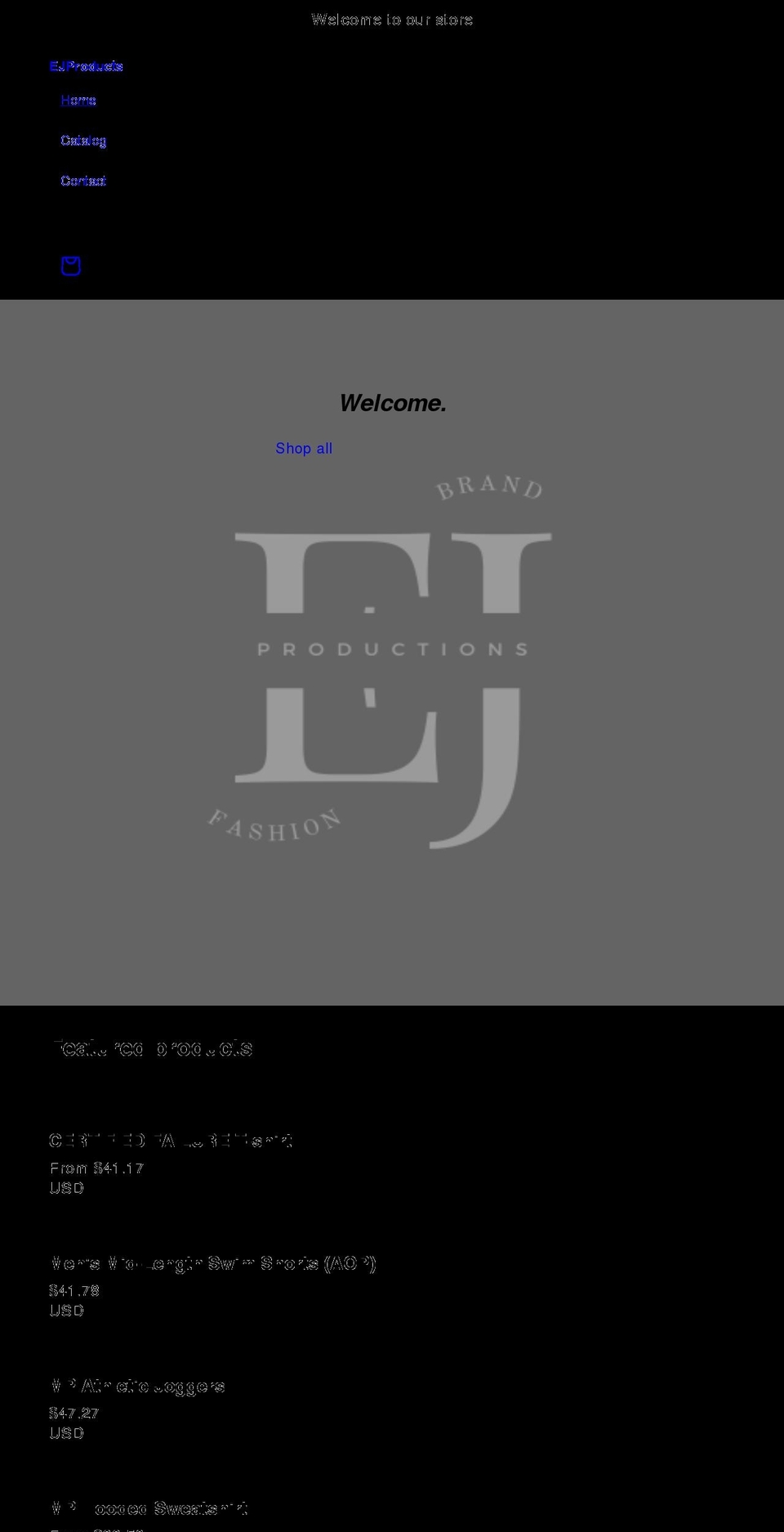 ejproductions.org shopify website screenshot