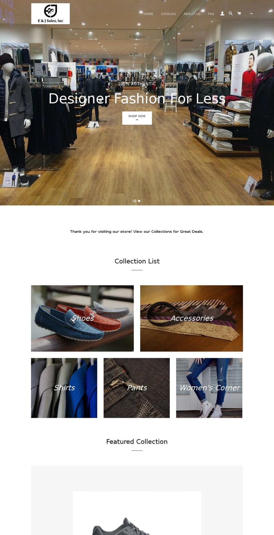 ejsales.net shopify website screenshot