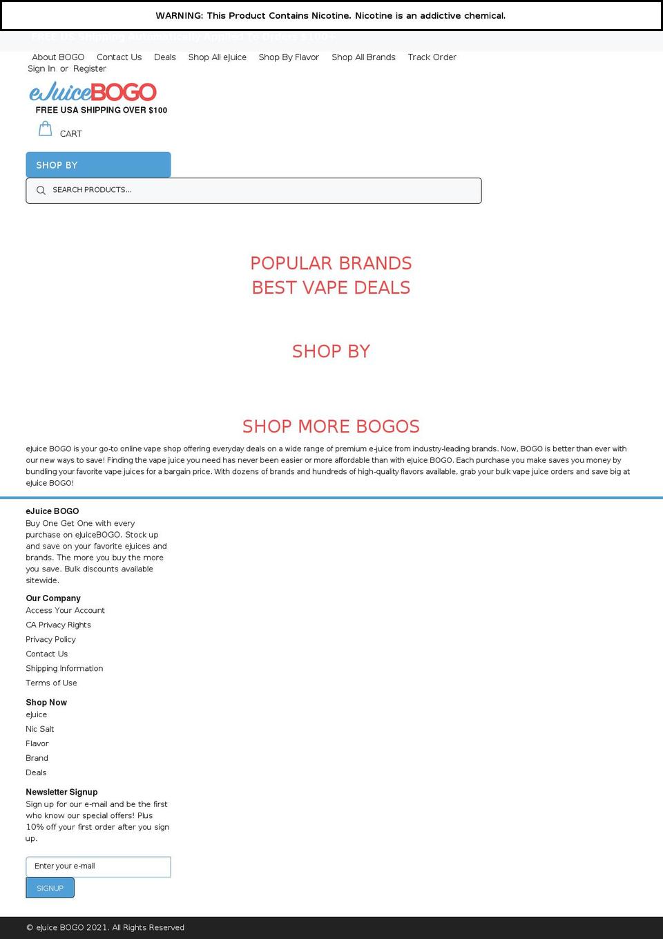 ejuicebogo.com shopify website screenshot