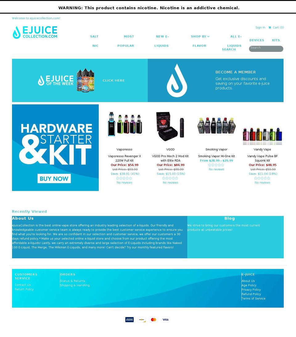 ejuicecollection.com — Shopify storefront screenshot