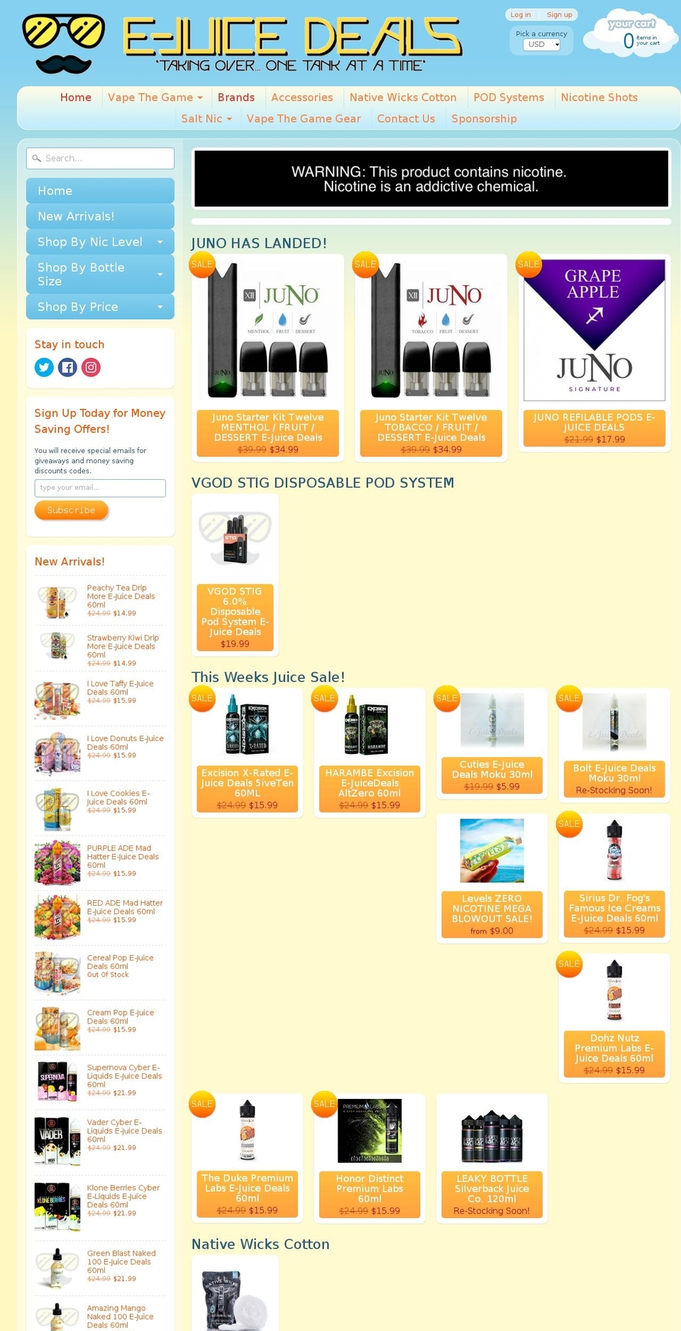 ejuicedeals.net shopify website screenshot