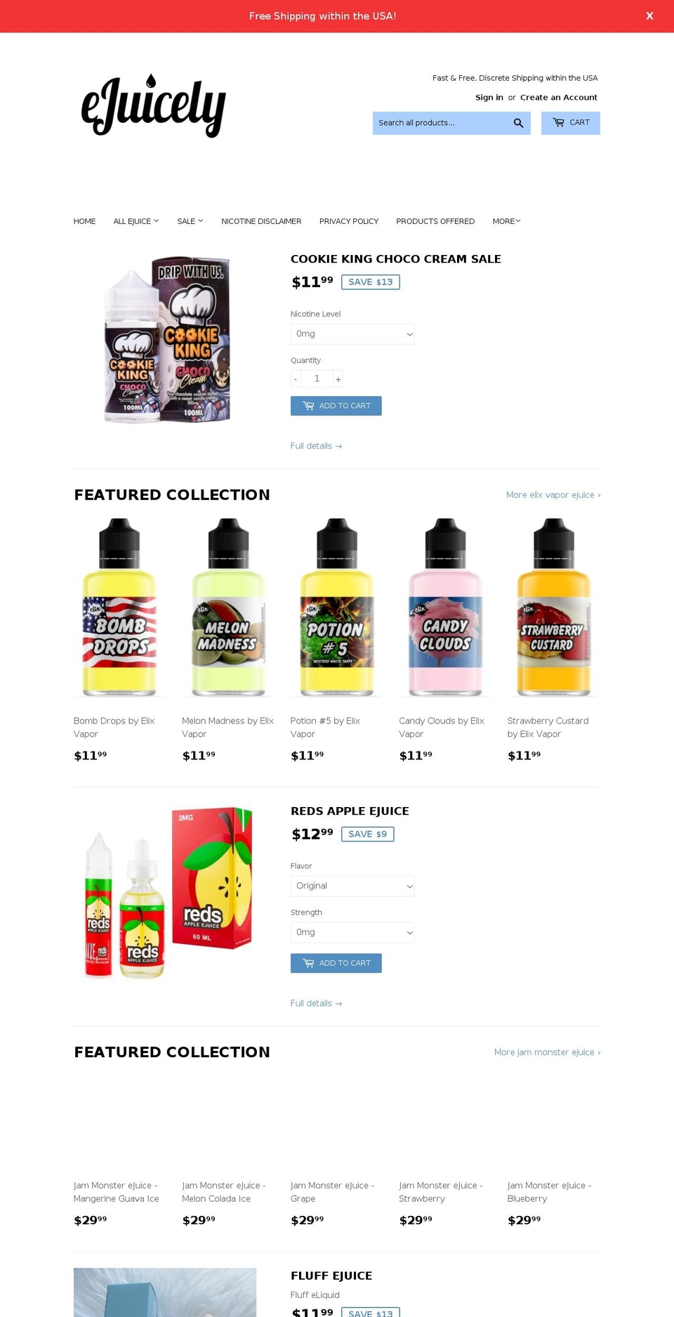 ejuicely.com — Shopify storefront screenshot