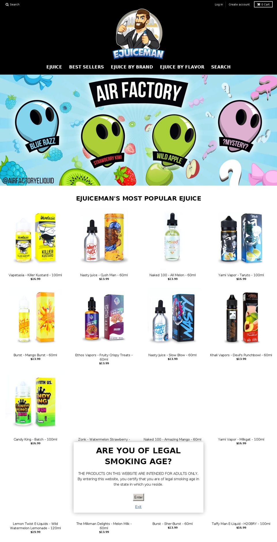 ejuiceman.com — Shopify storefront screenshot