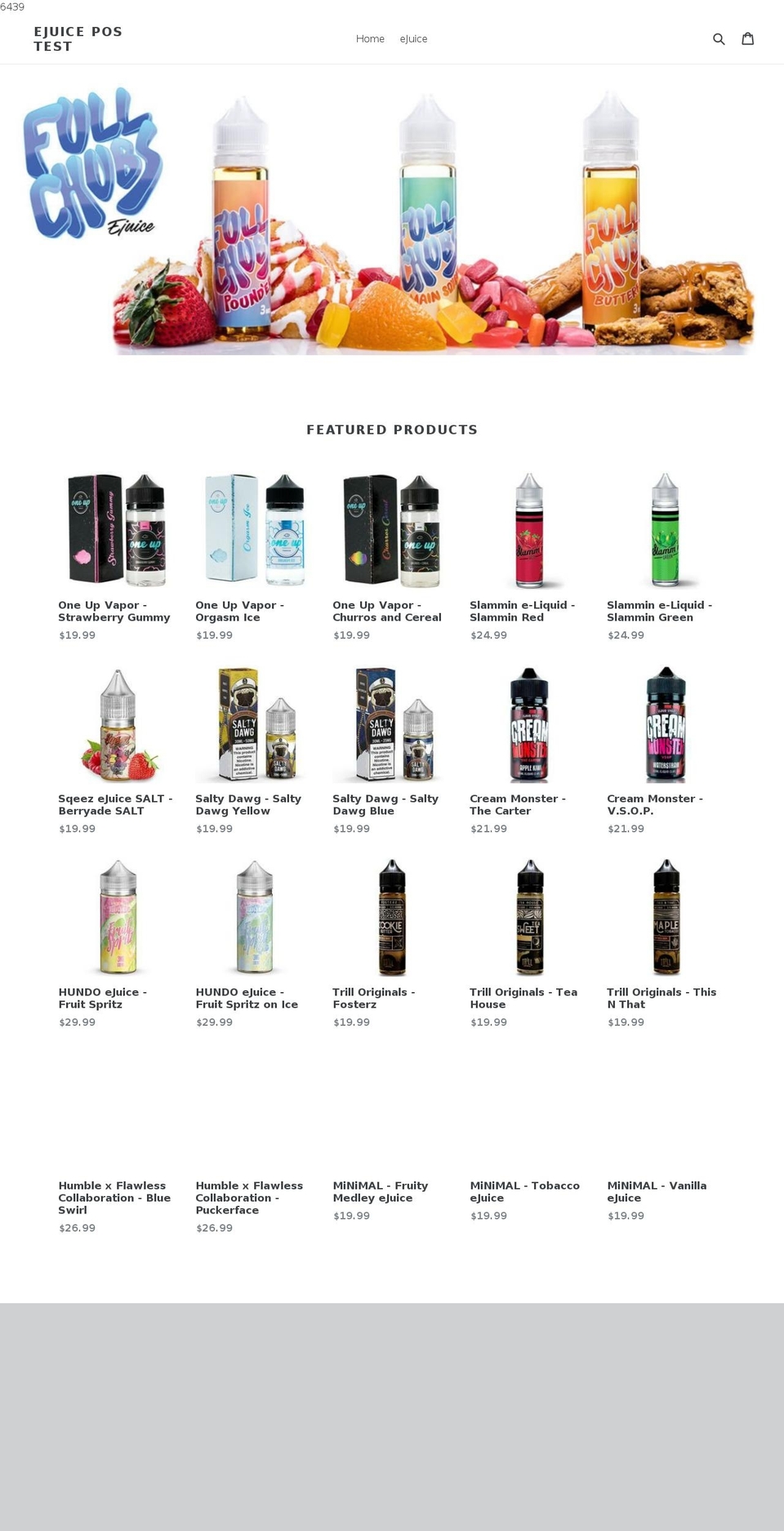 ejuicepostest.com — Shopify storefront screenshot