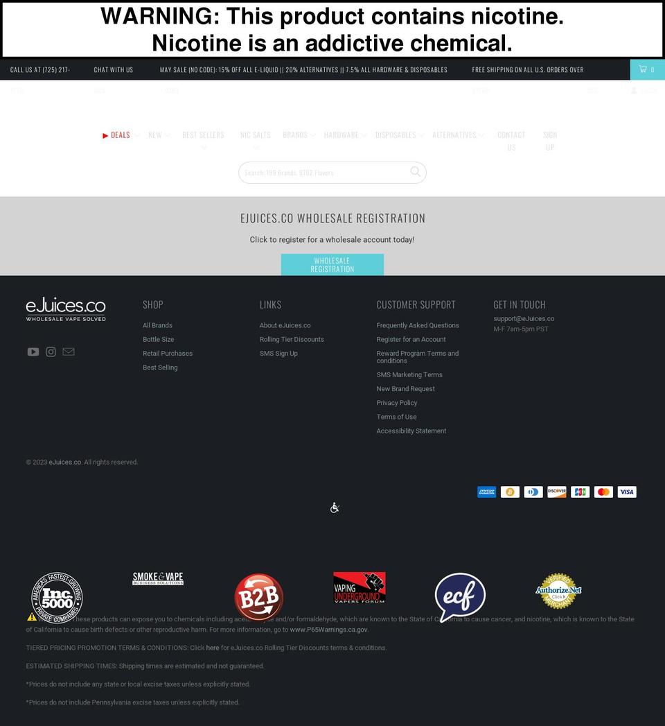 ejuices-co.myshopify.com — Shopify storefront screenshot