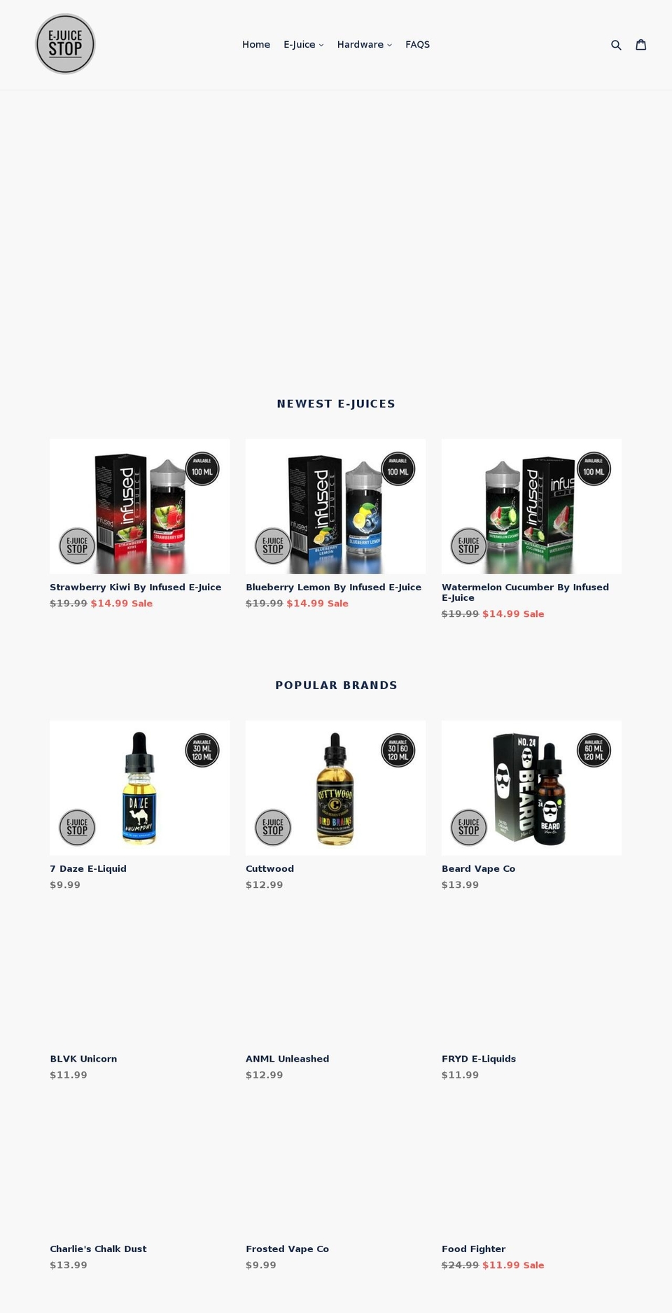 ejuicestop.com — Shopify storefront screenshot