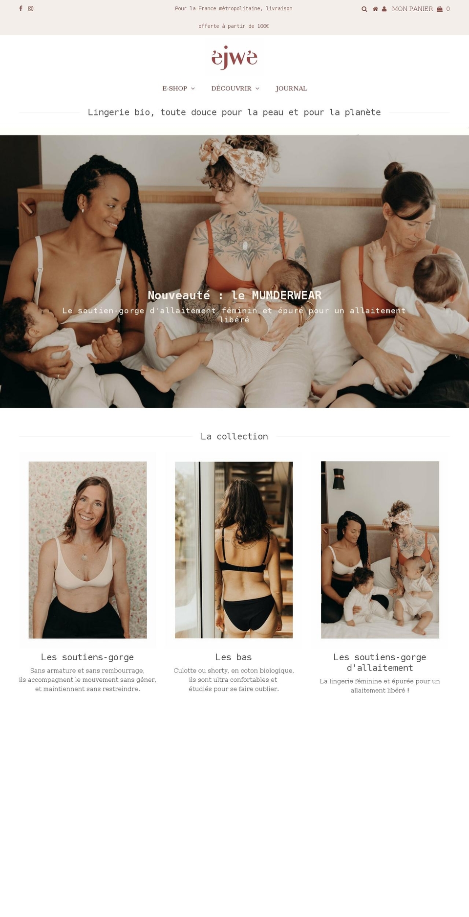 ejwelingerie.com shopify website screenshot