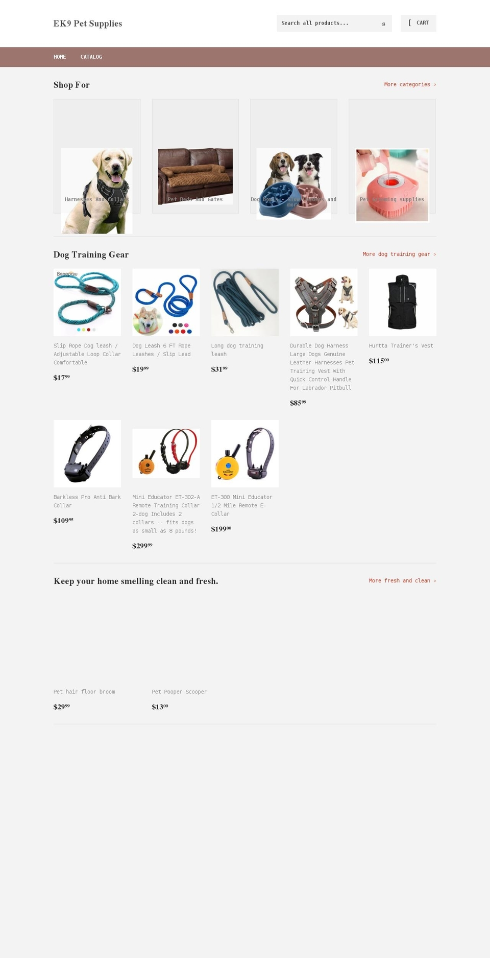 ek9petsupplies.com shopify website screenshot