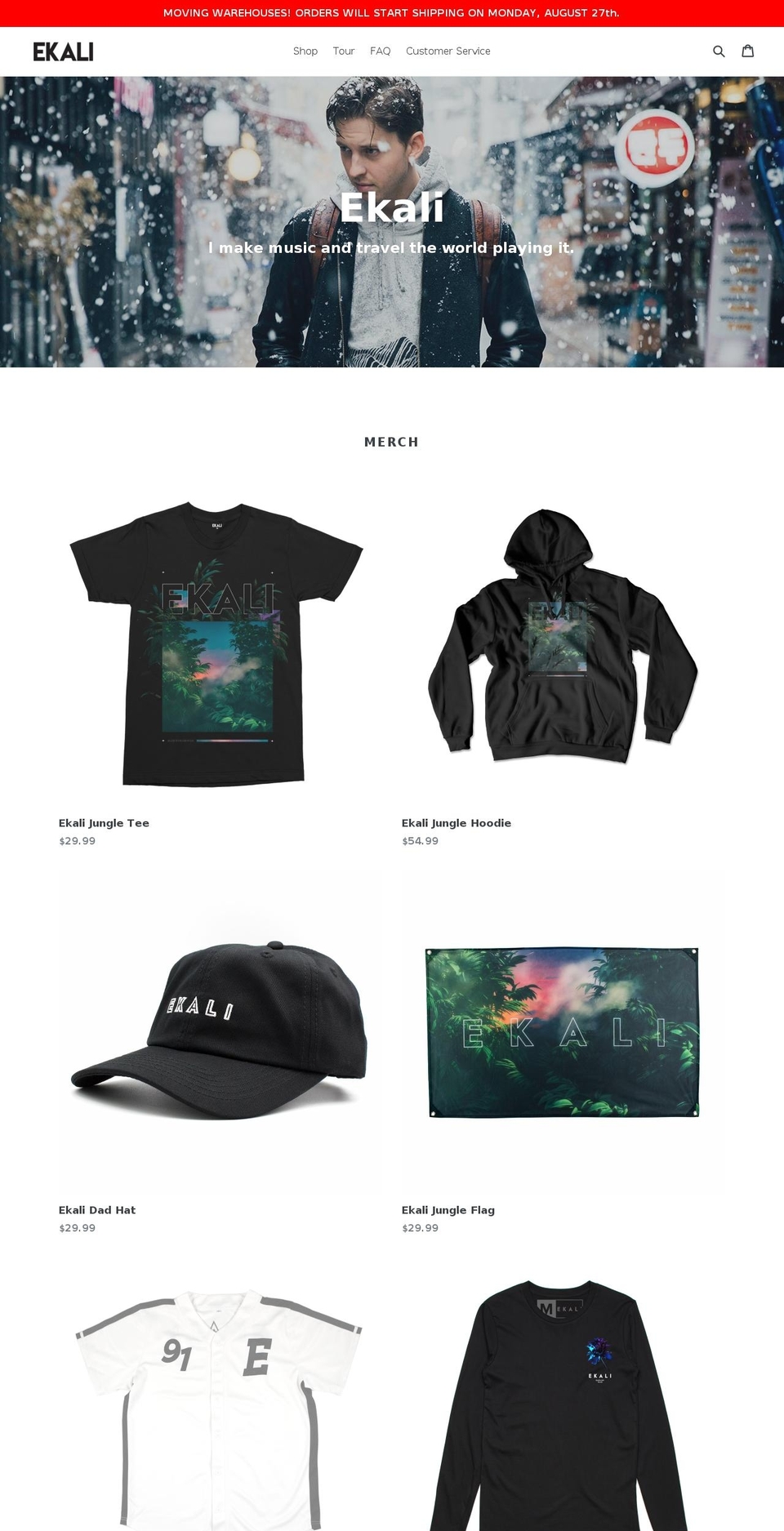 ekalimusic.com shopify website screenshot