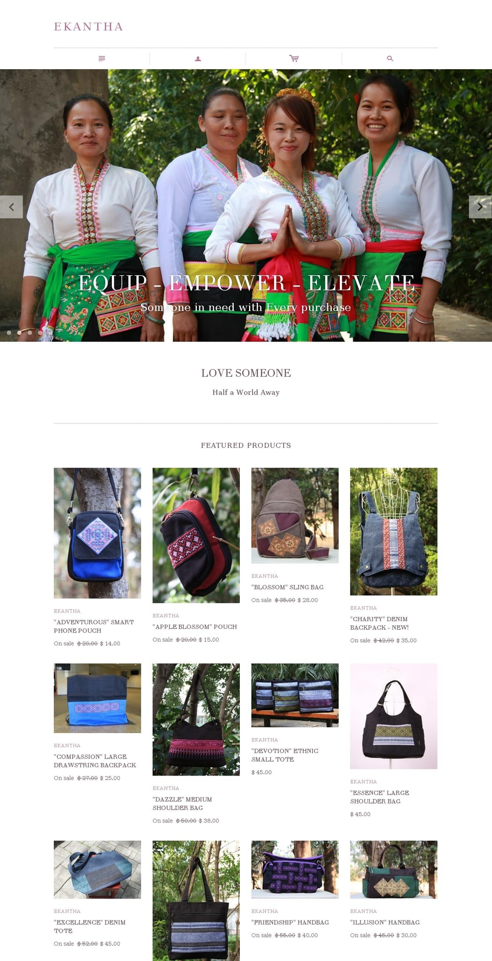 ekantha.com shopify website screenshot