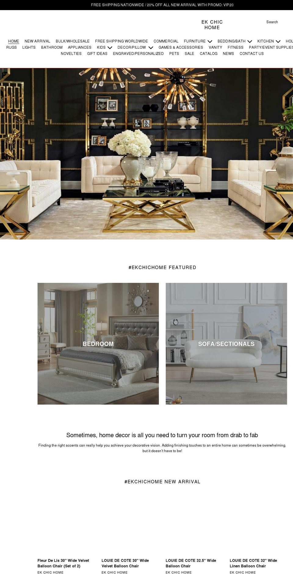 ekchichome.com shopify website screenshot