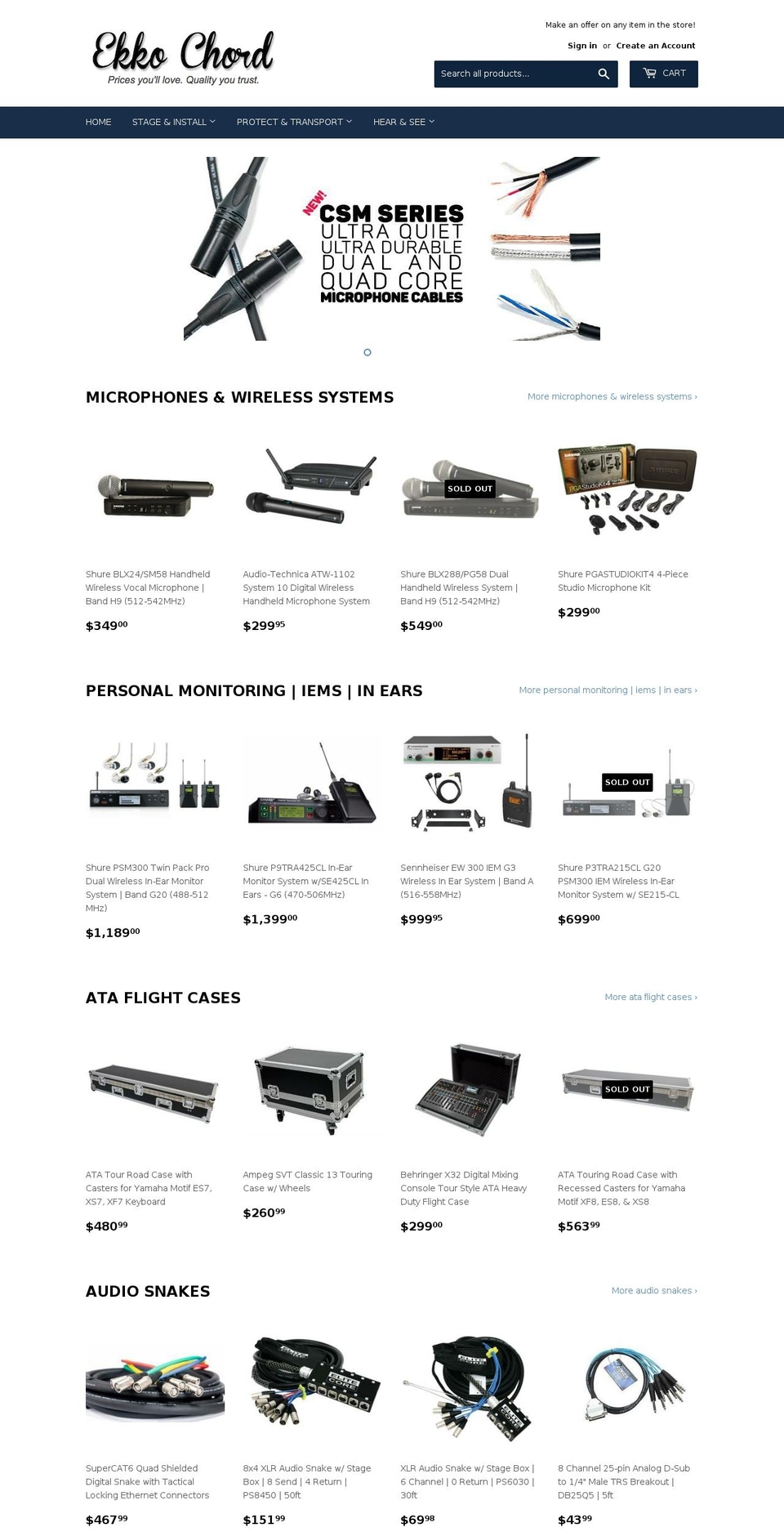 ekkochord.com — Shopify storefront screenshot