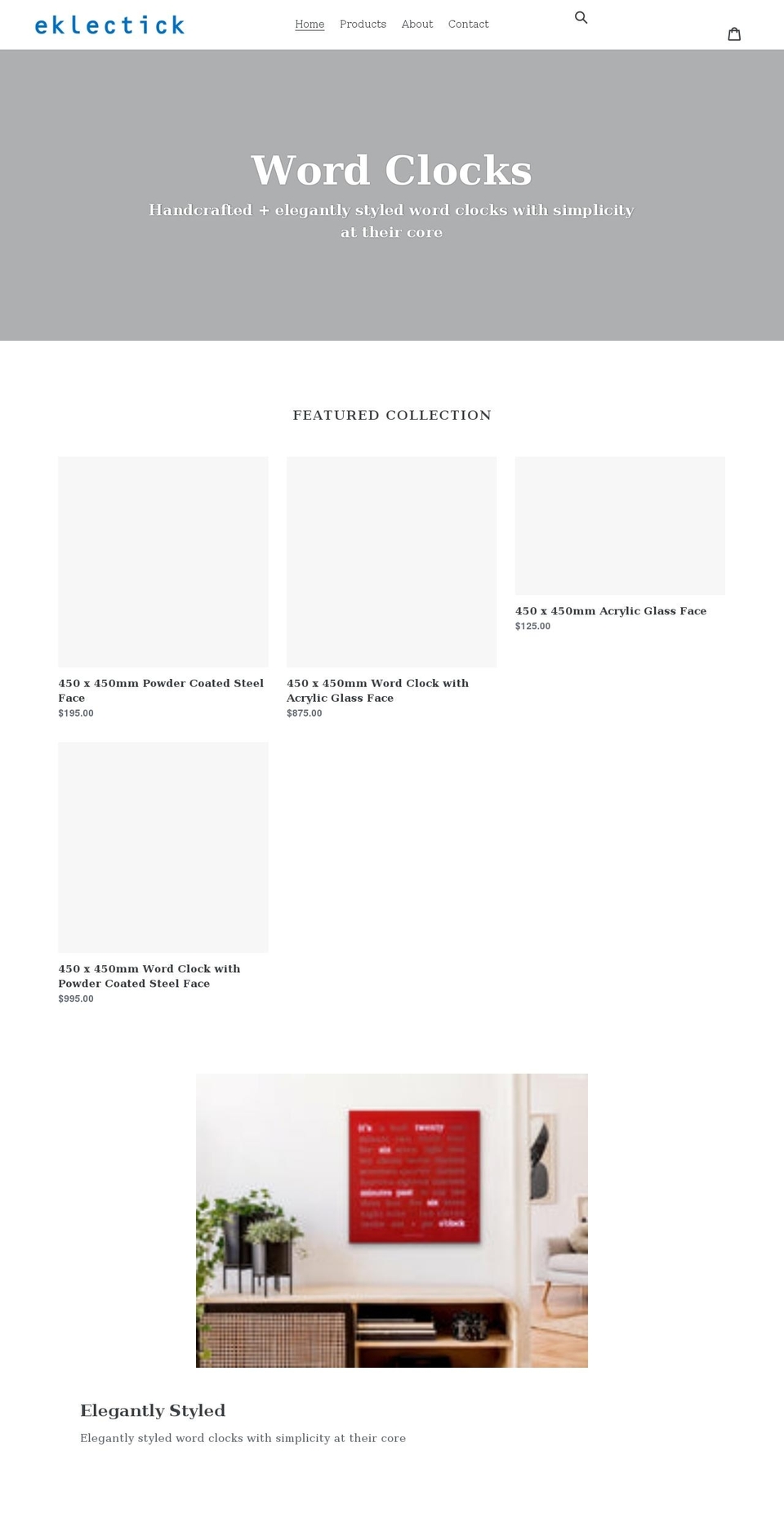 eklectick.com shopify website screenshot