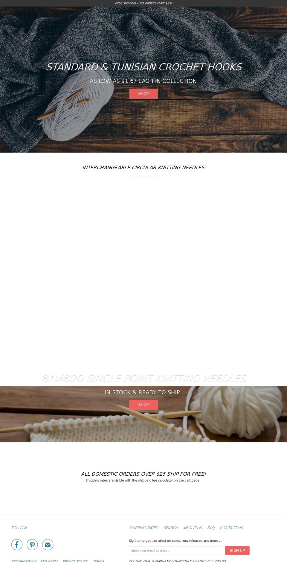 eknittingneedle.com shopify website screenshot