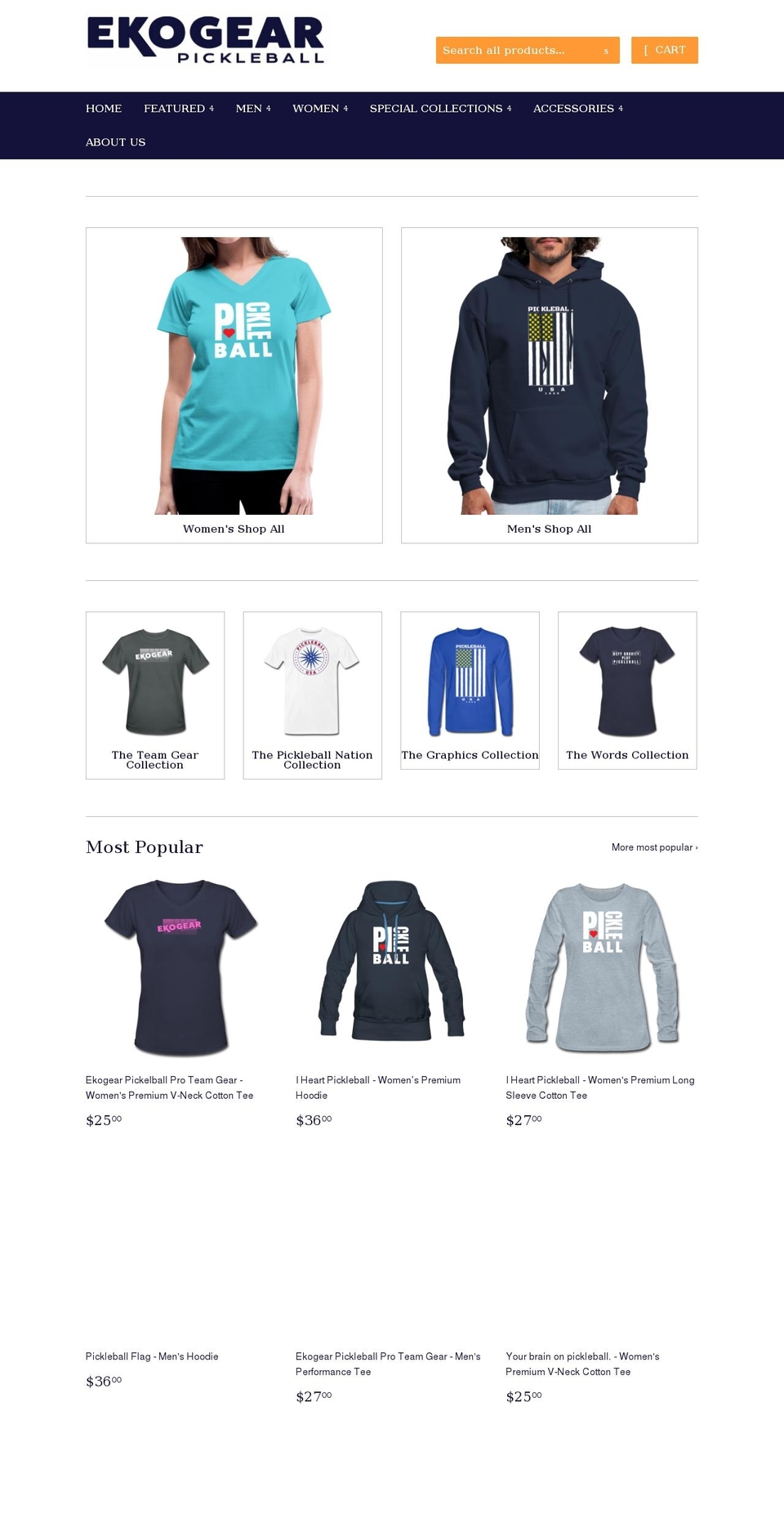 ekogearpickleball.com shopify website screenshot