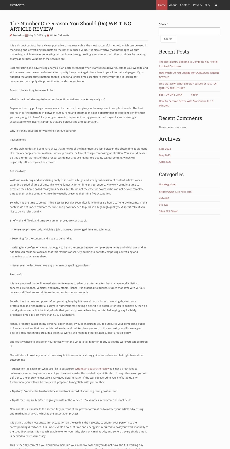 ekotahta.com — Shopify storefront screenshot