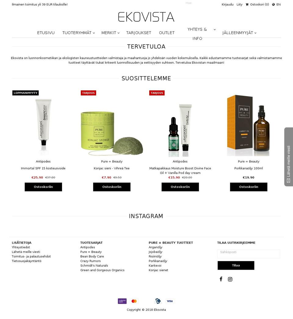 ekovista.fi shopify website screenshot