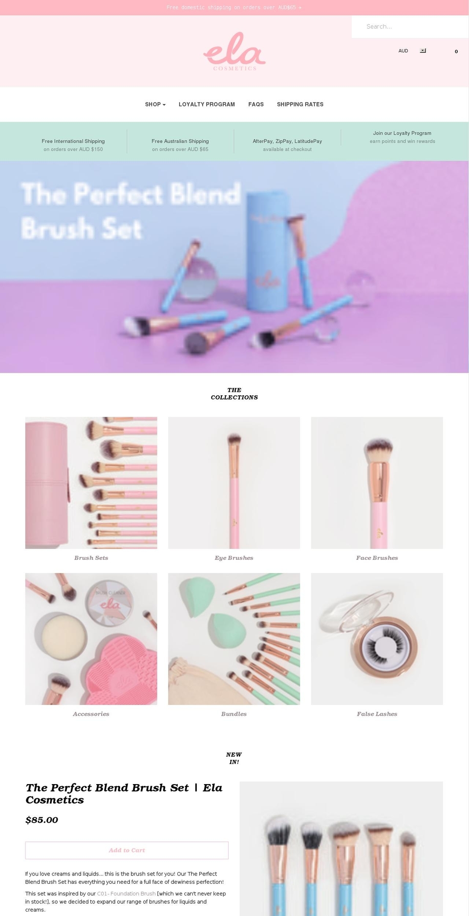 elacosmetics.com.au shopify website screenshot