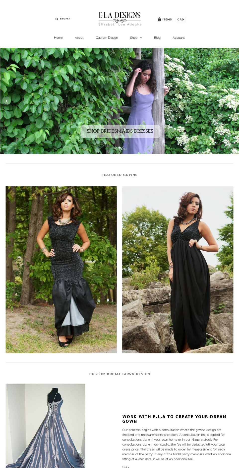 eladesigns.ca shopify website screenshot